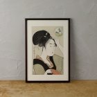 Kitagawa Utamaro, Comparing the Charms of Five Beauties: Suminoe from Shiba Woodblock Print, with frame